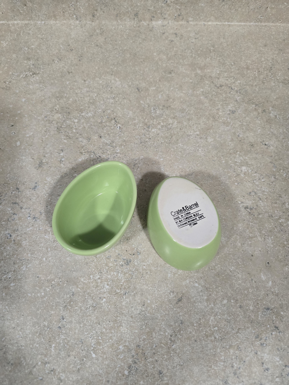 Crate & Barrel Green Egg Cups Or Dishes, Two